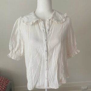 White Ruffled Collar Blouse